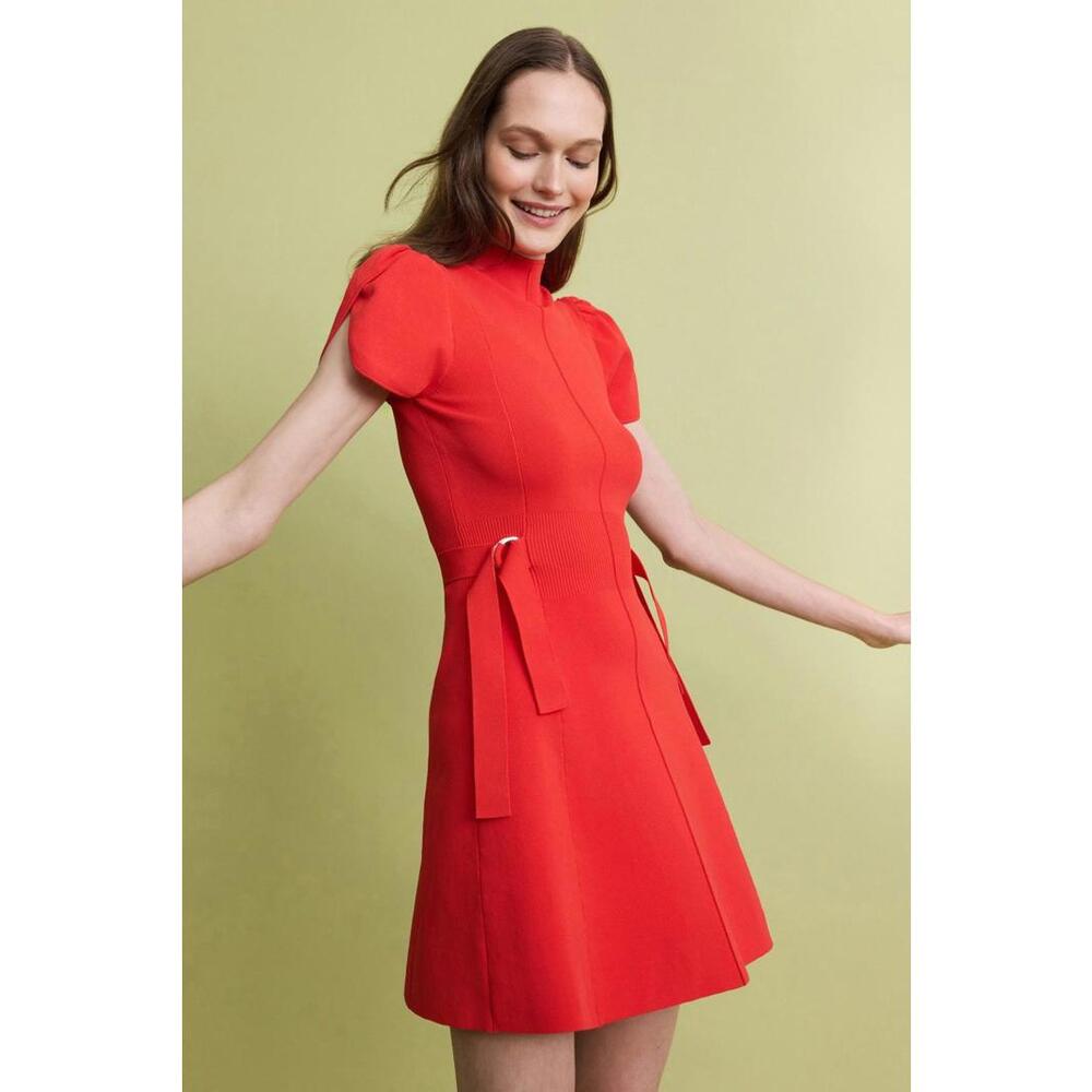 3.1 Phillip Lim Red Compact Rib Tulip Mini Dress Size M Hole / Minor Fabric pull